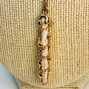 Gold Pendant Necklace with Gold Chain wrapped bone